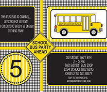 School Fun Bus Birthday Party Printable Invitation